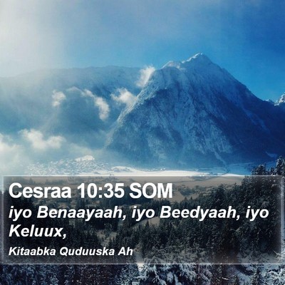 Cesraa 10:35 SOM Bible Verse Image