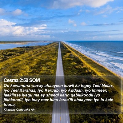 Cesraa 2:59 SOM Bible Verse Image