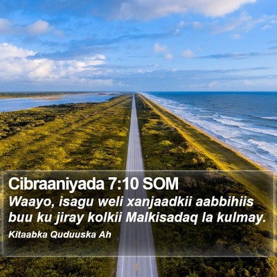Cibraaniyada 7:10 SOM Bible Verse Image
