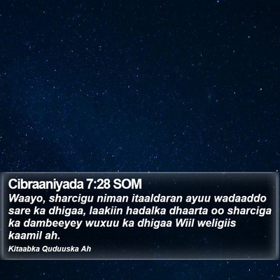 Cibraaniyada 7:28 SOM Bible Verse Image