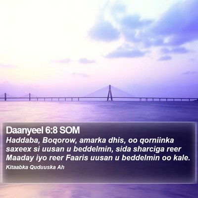 Daanyeel 6:8 SOM Bible Verse Image