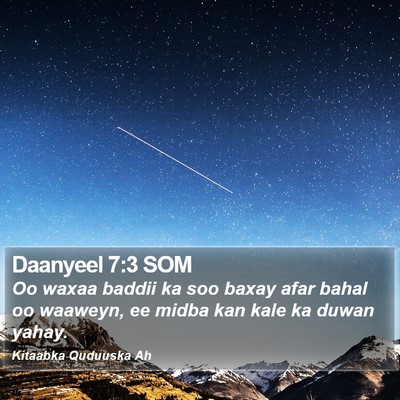 Daanyeel 7:3 SOM Bible Verse Image