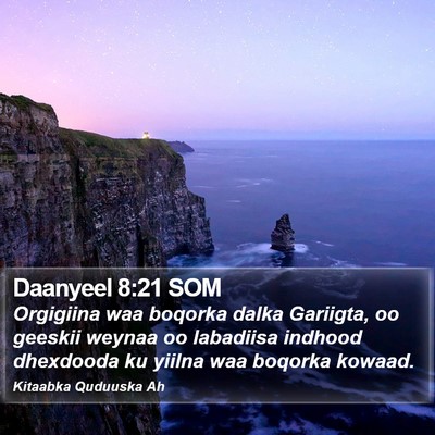 Daanyeel 8:21 SOM Bible Verse Image