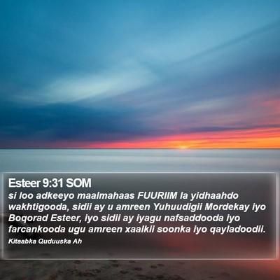 Esteer 9:31 SOM Bible Verse Image