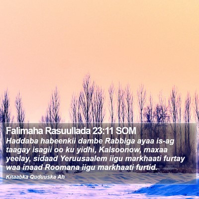 Falimaha Rasuullada 23:11 SOM Bible Verse Image