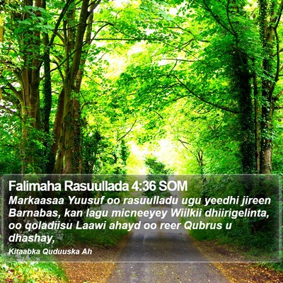 Falimaha Rasuullada 4:36 SOM Bible Verse Image