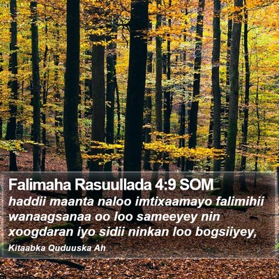 Falimaha Rasuullada 4:9 SOM Bible Verse Image
