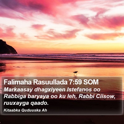 Falimaha Rasuullada 7:59 SOM Bible Verse Image