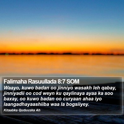 Falimaha Rasuullada 8:7 SOM Bible Verse Image