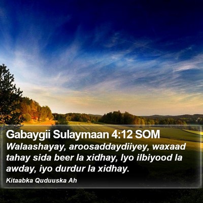 Gabaygii Sulaymaan 4:12 SOM Bible Verse Image
