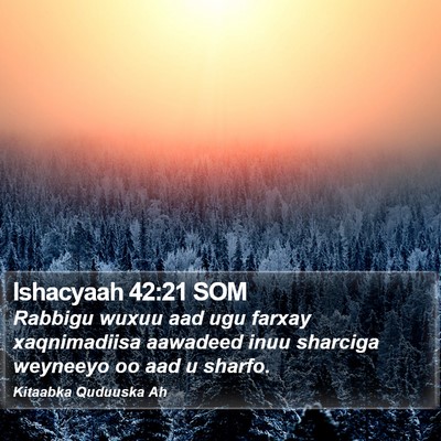 Ishacyaah 42:21 SOM Bible Verse Image
