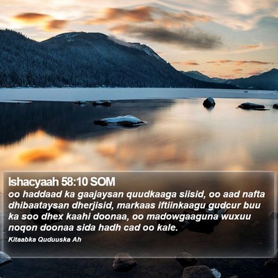 Ishacyaah 58:10 SOM Bible Verse Image