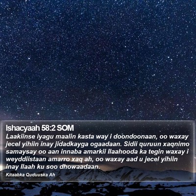 Ishacyaah 58:2 SOM Bible Verse Image