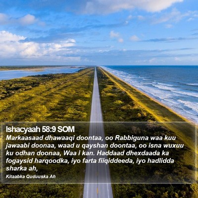 Ishacyaah 58:9 SOM Bible Verse Image
