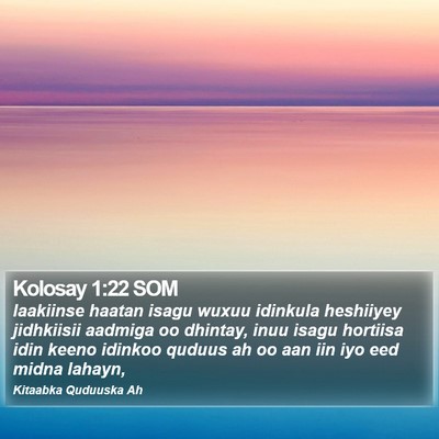 Kolosay 1:22 SOM Bible Verse Image