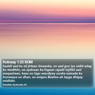 Kolosay 1:23 SOM Bible Verse Image