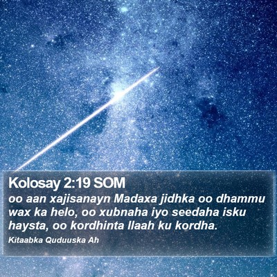 Kolosay 2:19 SOM Bible Verse Image