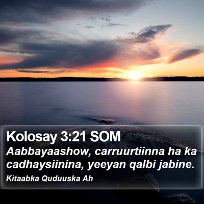 Kolosay 3:21 SOM Bible Verse Image