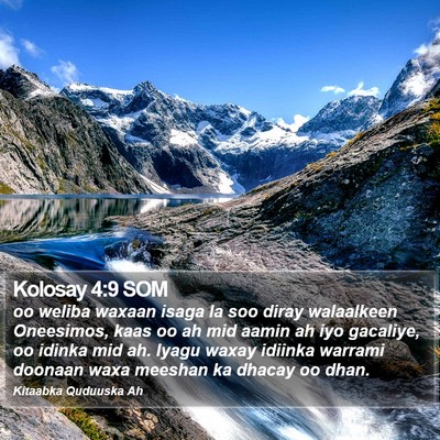 Kolosay 4:9 SOM Bible Verse Image