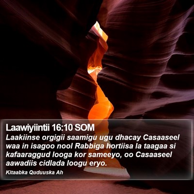 Laawiyiintii 16:10 SOM Bible Verse Image