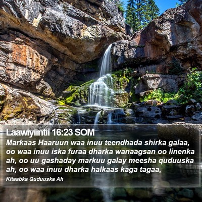 Laawiyiintii 16:23 SOM Bible Verse Image
