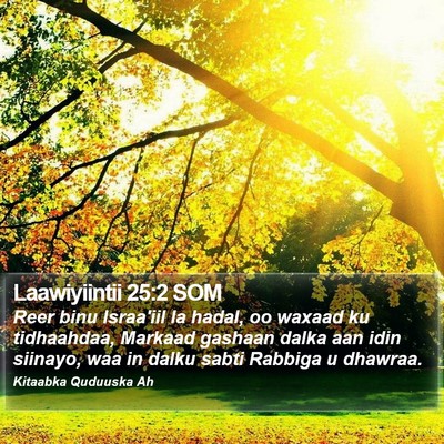 Laawiyiintii 25:2 SOM Bible Verse Image