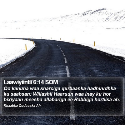 Laawiyiintii 6:14 SOM Bible Verse Image