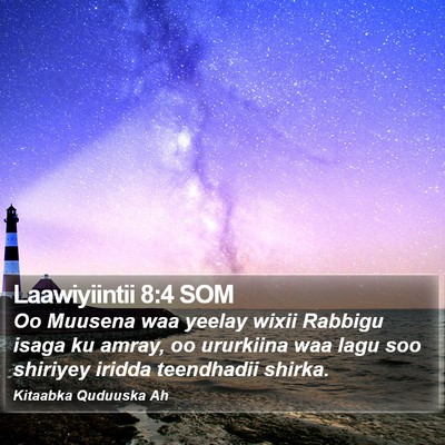 Laawiyiintii 8:4 SOM Bible Verse Image