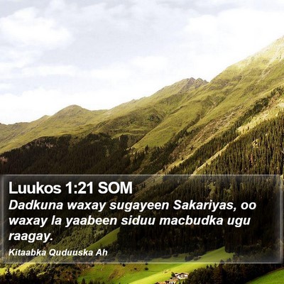 Luukos 1:21 SOM Bible Verse Image