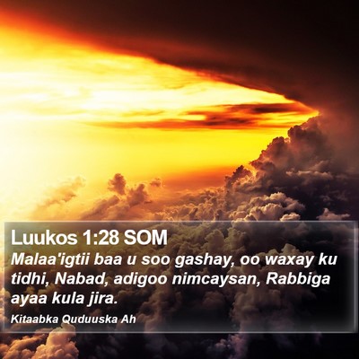 Luukos 1:28 SOM Bible Verse Image