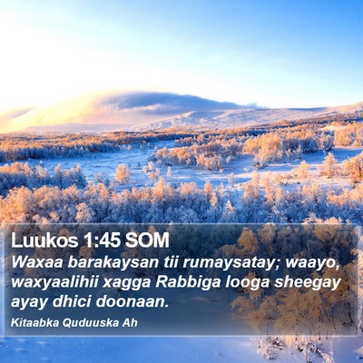 Luukos 1:45 SOM Bible Verse Image