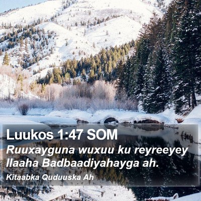 Luukos 1:47 SOM Bible Verse Image