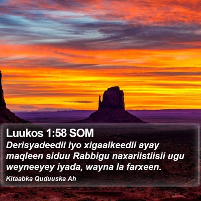 Luukos 1:58 SOM Bible Verse Image