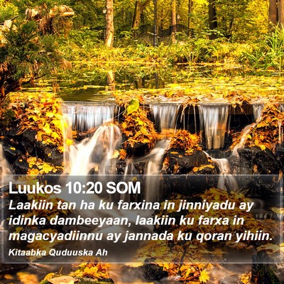 Luukos 10:20 SOM Bible Verse Image