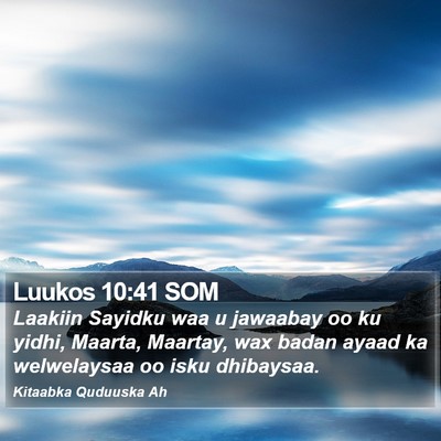 Luukos 10:41 SOM Bible Verse Image