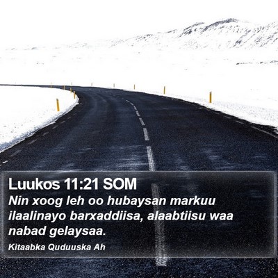 Luukos 11:21 SOM Bible Verse Image