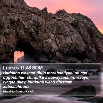 Luukos 11:48 SOM Bible Verse Image