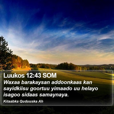 Luukos 12:43 SOM Bible Verse Image