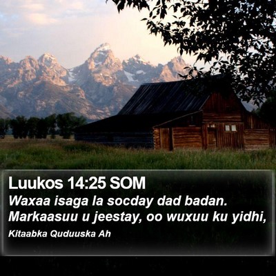 Luukos 14:25 SOM Bible Verse Image