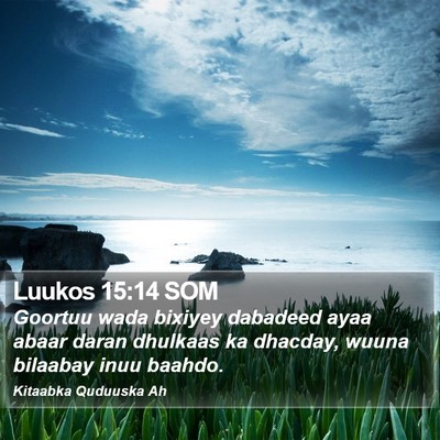 Luukos 15:14 SOM Bible Verse Image