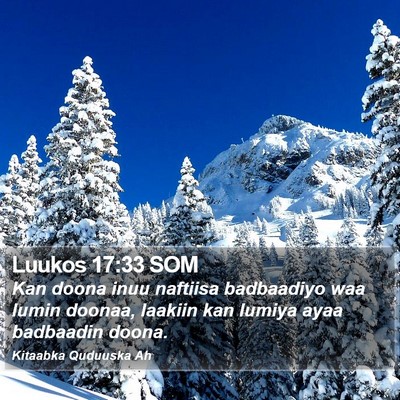 Luukos 17:33 SOM Bible Verse Image