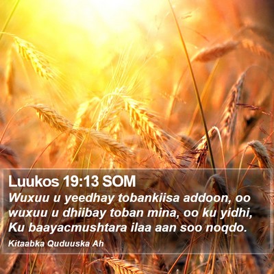 Luukos 19:13 SOM Bible Verse Image