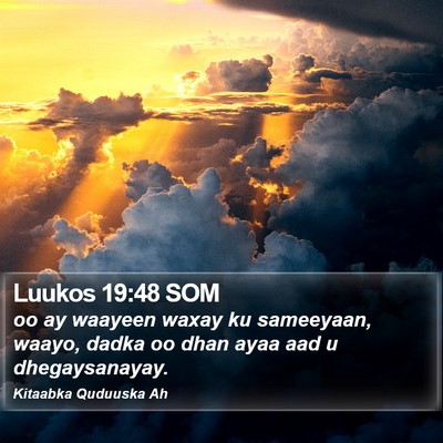Luukos 19:48 SOM Bible Verse Image