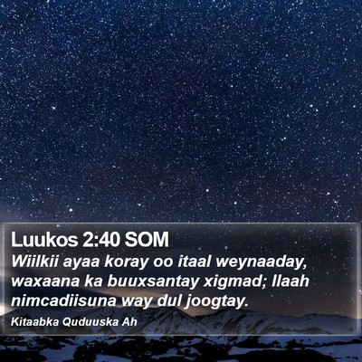 Luukos 2:40 SOM Bible Verse Image