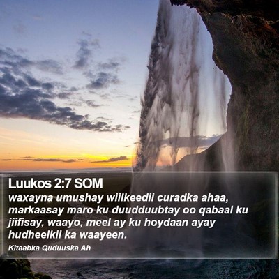 Luukos 2:7 SOM Bible Verse Image
