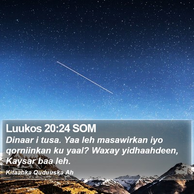 Luukos 20:24 SOM Bible Verse Image