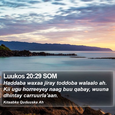 Luukos 20:29 SOM Bible Verse Image