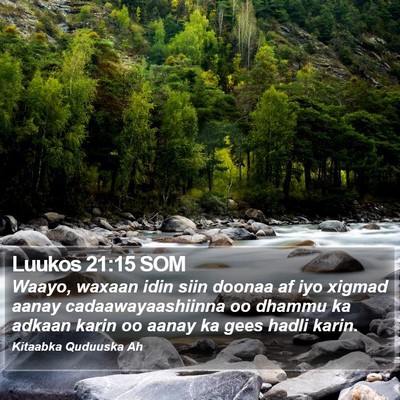 Luukos 21:15 SOM Bible Verse Image