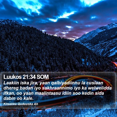Luukos 21:34 SOM Bible Verse Image