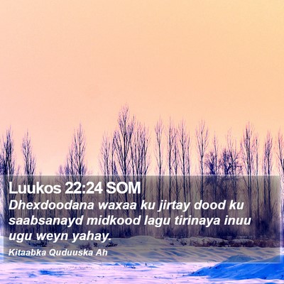 Luukos 22:24 SOM Bible Verse Image